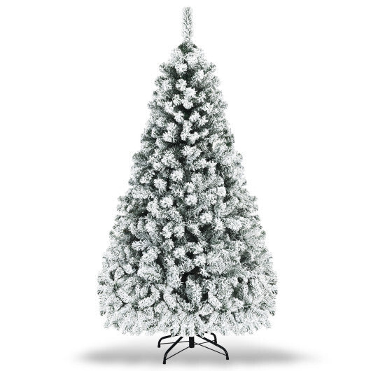 Costway 6 ft Pre-Lit Premium Snow Flocked Hinged Artificial Christmas Tree with 250 Lights LuxuryLifeWay Online Store