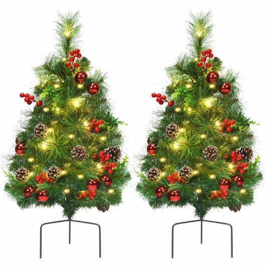 Costway Set of 2 29 Inch Battery Powered Pre-lit Pathway Holiday Christmas Trees LuxuryLifeWay Online Store