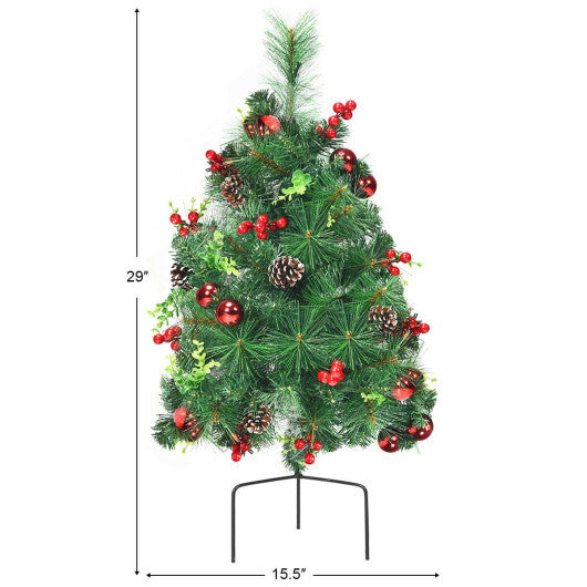 Costway Set of 2 29 Inch Battery Powered Pre-lit Pathway Holiday Christmas Trees LuxuryLifeWay Online Store