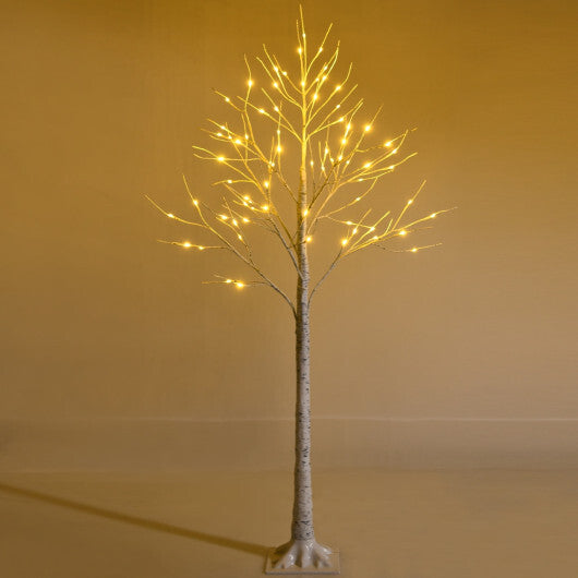 Costway 5 Feet Pre-lit White Twig Birch Tree with 72 LED Lights for Christmas LuxuryLifeWay Online Store