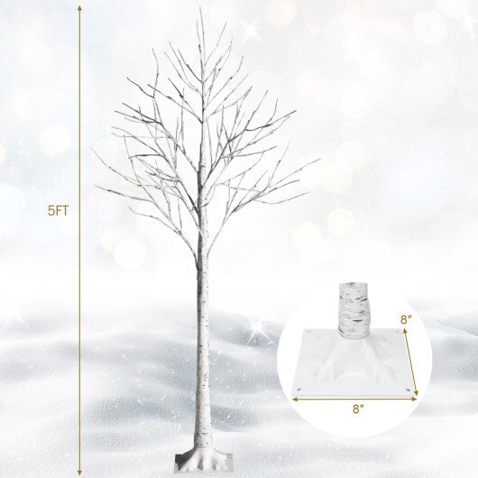Costway 5 Feet Pre-lit White Twig Birch Tree with 72 LED Lights for Christmas LuxuryLifeWay Online Store