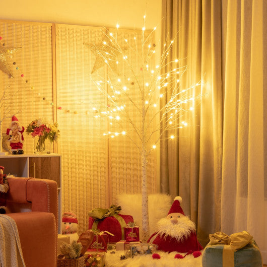 Costway Pre-lit White Twig Birch Tree for Christmas Holiday with LED Lights-6 ft LuxuryLifeWay Online Store