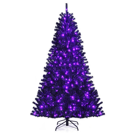 Costway Black Artificial Christmas Halloween Tree with Purple LED Lights-7 ft LuxuryLifeWay Online Store