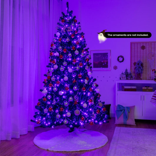 Costway Black Artificial Christmas Halloween Tree with Purple LED Lights-7 ft LuxuryLifeWay Online Store