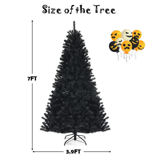 Costway Black Artificial Christmas Halloween Tree with Purple LED Lights-7 ft LuxuryLifeWay Online Store