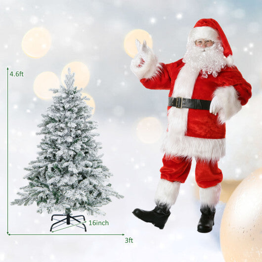 Costway 4.5 Feet Flocked Christmas Tree with Warm White LED Lights-4.5 ft LuxuryLifeWay Online Store