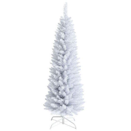Costway Slim Artificial Christmas Pencil Tree with PVC Needles and Folding Metal Stand-5' LuxuryLifeWay Online Store