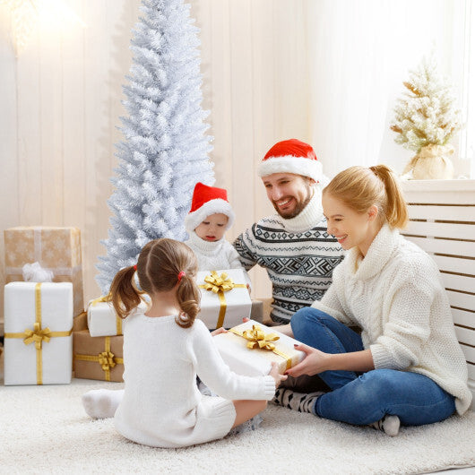 Costway Slim Artificial Christmas Pencil Tree with PVC Needles and Folding Metal Stand-5' LuxuryLifeWay Online Store