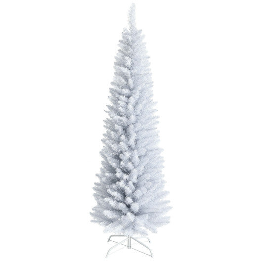 Costway 6 Feet Unlit Artificial Slim Pencil Christmas Tree with Metal Stand LuxuryLifeWay Online Store