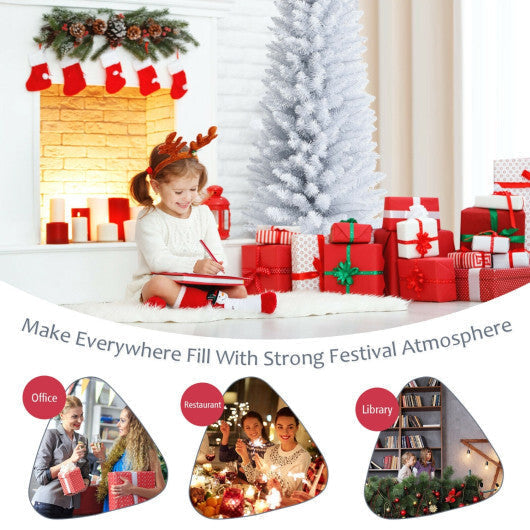 Costway 6 Feet Unlit Artificial Slim Pencil Christmas Tree with Metal Stand LuxuryLifeWay Online Store