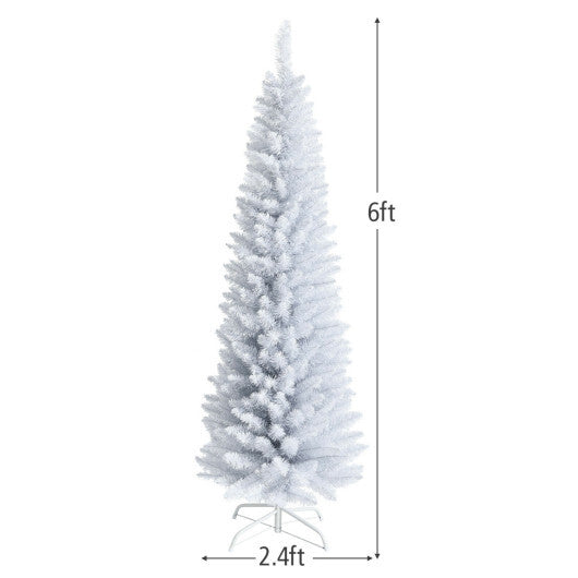 Costway 6 Feet Unlit Artificial Slim Pencil Christmas Tree with Metal Stand LuxuryLifeWay Online Store