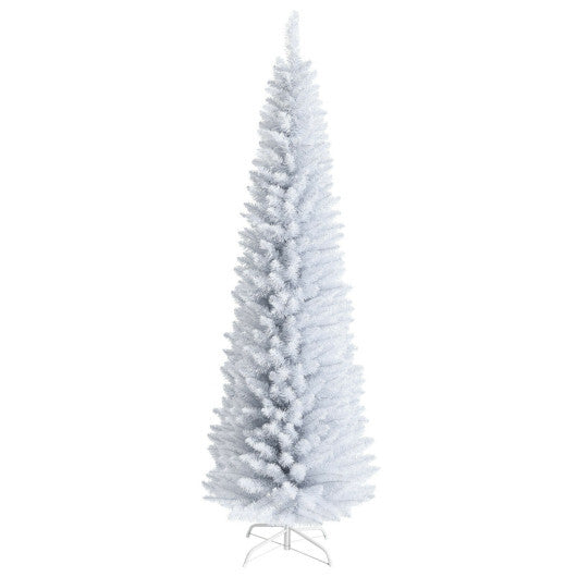 Costway 7 Feet Unlit Artificial Slim Christmas Pencil Tree with Metal Stand-7 ft LuxuryLifeWay Online Store