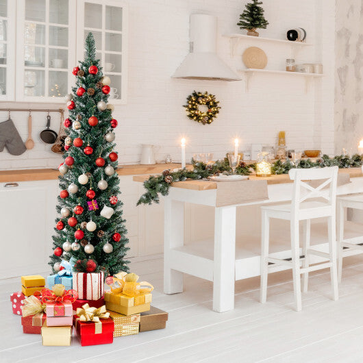 Costway Snowy Artificial Pencil Christmas Tree with Pine Cones-5 ft LuxuryLifeWay Online Store