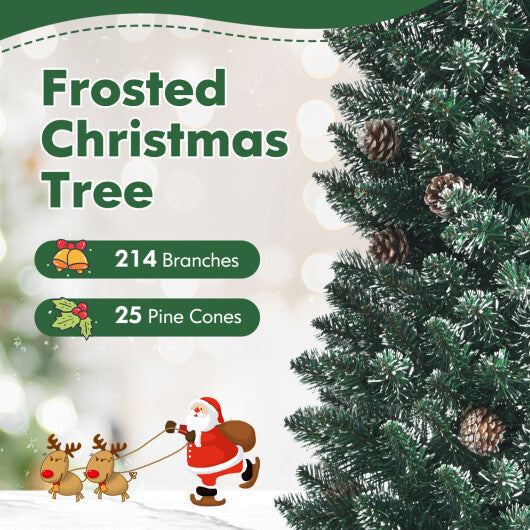 Costway Snowy Artificial Pencil Christmas Tree with Pine Cones-5 ft LuxuryLifeWay Online Store