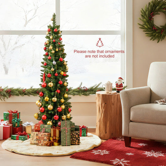 Costway 5 Feet Pre-lit Pencil Artificial Christmas Tree with 150 Warm White LED Lights-5 ft LuxuryLifeWay Online Store