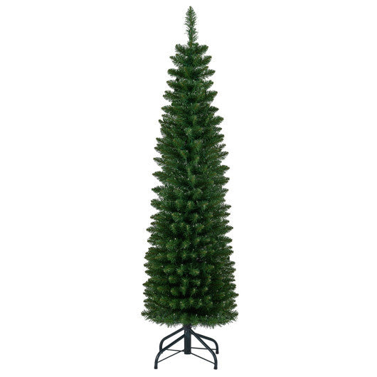 Costway 5 Feet Pre-lit Pencil Artificial Christmas Tree with 150 Warm White LED Lights-5 ft LuxuryLifeWay Online Store
