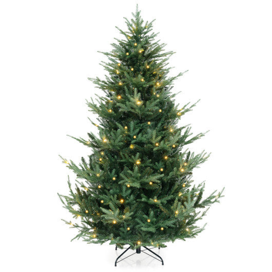 Costway 7 FT Pre-Lit Artificial Hinged Xmas Tree with 778/1480 PVC and PE Branch Tips-L LuxuryLifeWay Online Store
