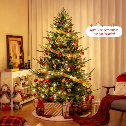 Costway 7 FT Pre-Lit Artificial Hinged Xmas Tree with 778/1480 PVC and PE Branch Tips-L LuxuryLifeWay Online Store