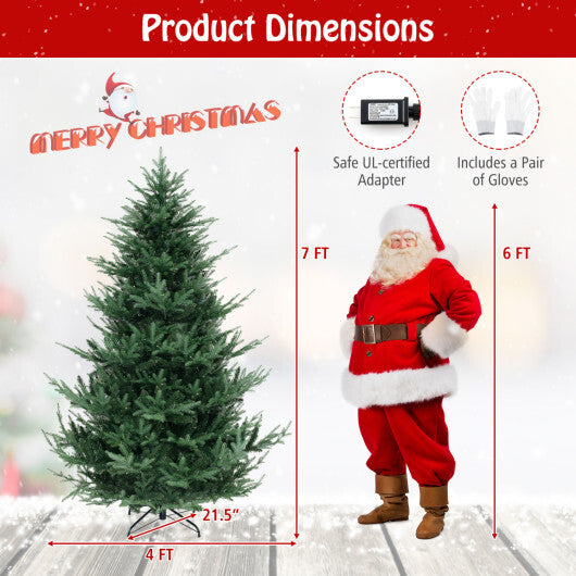 Costway 7 FT Pre-Lit Artificial Hinged Xmas Tree with 778/1480 PVC and PE Branch Tips-L LuxuryLifeWay Online Store