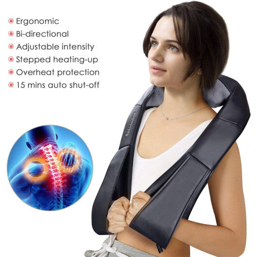 Costway Shiatsu Back and Neck Massager Kneading Shoulder Massage Pillow with Heat Straps LuxuryLifeWay Online Store