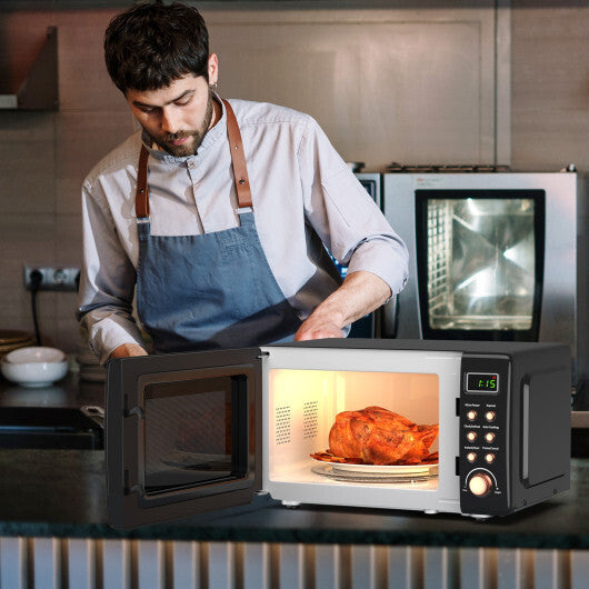 Costway 0.7Cu.ft Retro Countertop Microwave Oven 700W LED Display Glass Turntable New LuxuryLifeWay Online Store