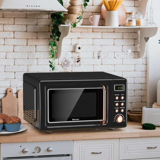 Costway 0.7Cu.ft Retro Countertop Microwave Oven 700W LED Display Glass Turntable New LuxuryLifeWay Online Store