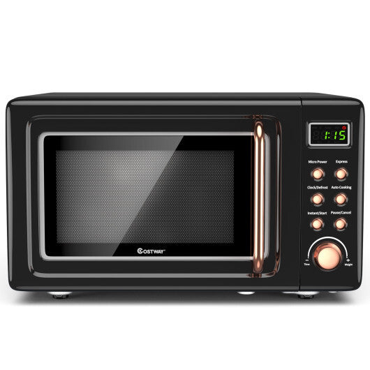 Costway 0.7Cu.ft Retro Countertop Microwave Oven 700W LED Display Glass Turntable New LuxuryLifeWay Online Store
