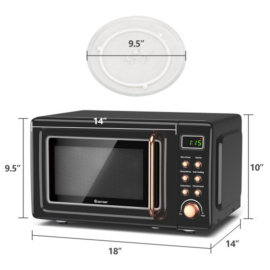 Costway 0.7Cu.ft Retro Countertop Microwave Oven 700W LED Display Glass Turntable New LuxuryLifeWay Online Store