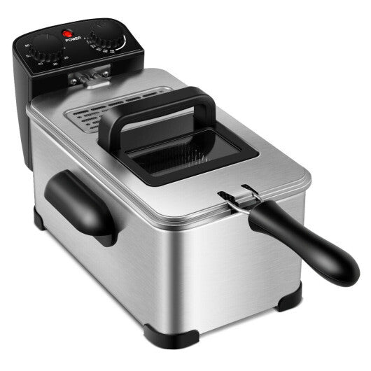 Costway Electric Deep Fryer 3.2 QT/12-Cup Stainless Steel 1700W with Frying Basket LuxuryLifeWay Online Store