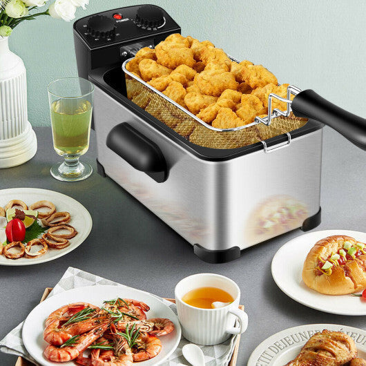 Costway Electric Deep Fryer 3.2 QT/12-Cup Stainless Steel 1700W with Frying Basket LuxuryLifeWay Online Store