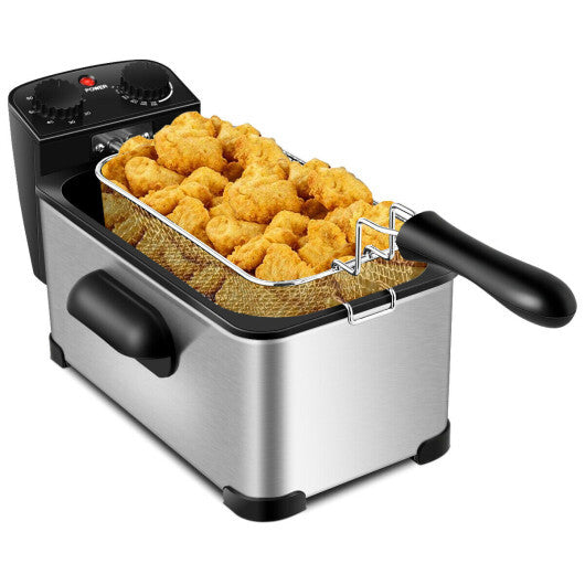 Costway Electric Deep Fryer 3.2 QT/12-Cup Stainless Steel 1700W with Frying Basket LuxuryLifeWay Online Store