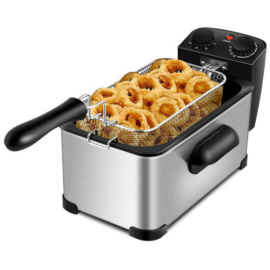 Costway Electric Deep Fryer 3.2 QT/12-Cup Stainless Steel 1700W with Frying Basket LuxuryLifeWay Online Store