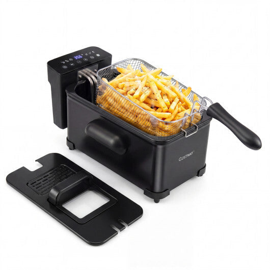 Costway 3.2-Qt Electric Deep Fryer with 1700W LED Touch Screen and Enamel Oil Tank-Black LuxuryLifeWay Online Store