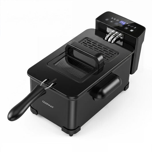 Costway 3.2-Qt Electric Deep Fryer with 1700W LED Touch Screen and Enamel Oil Tank-Black LuxuryLifeWay Online Store