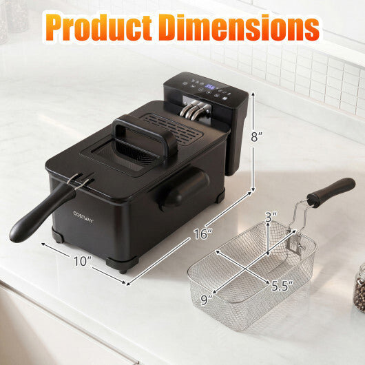 Costway 3.2-Qt Electric Deep Fryer with 1700W LED Touch Screen and Enamel Oil Tank-Black LuxuryLifeWay Online Store