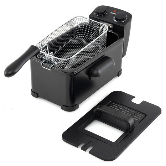 Costway 3.2 Quart Electric Stainless Steel Deep Fryer with Timer Black LuxuryLifeWay Online Store