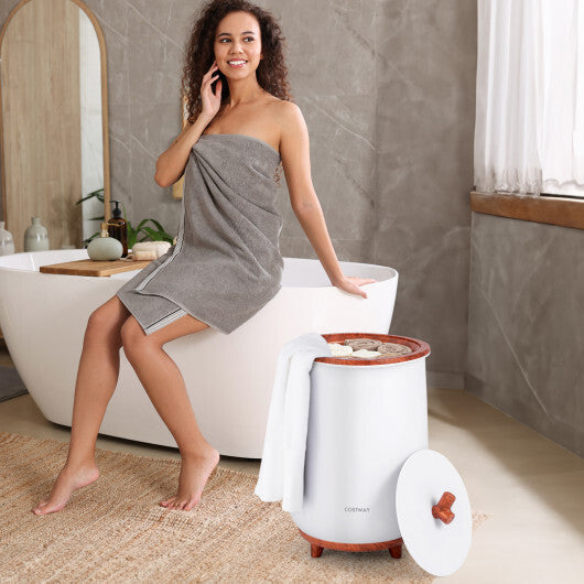 Costway 23L Large Luxury Bucket-Style Towel Warmer with Fragrant Disc Holder-Coffee LuxuryLifeWay Online Store