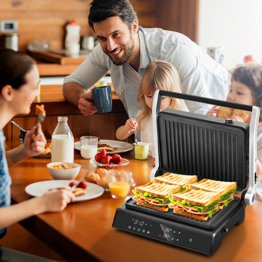 Costway 3 in 1 Indoor Electric Panini Press Grill with LED Display-Black LuxuryLifeWay Online Store