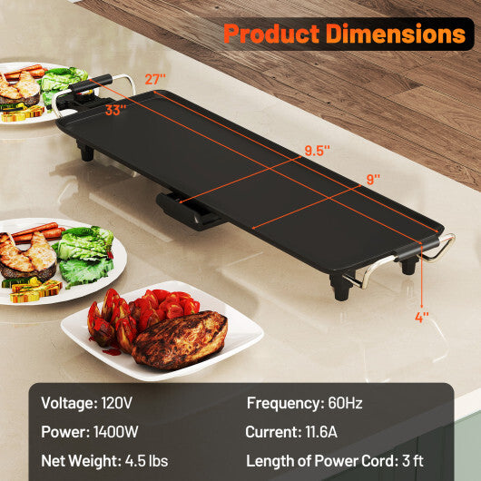 Costway 27 Inch Large Electric Griddle Nonstick BBQ Grill with Adjustable Temperature LuxuryLifeWay Online Store
