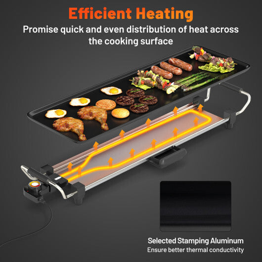 Costway 27 Inch Large Electric Griddle Nonstick BBQ Grill with Adjustable Temperature LuxuryLifeWay Online Store