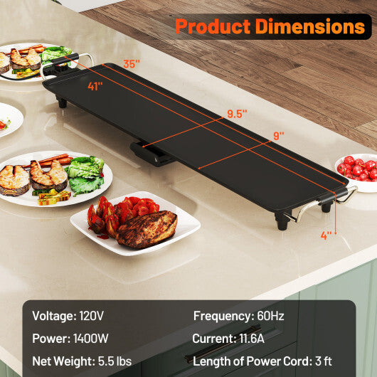 Costway 35 Inch Large Electric Griddle Nonstick BBQ Grill with Adjustable Temperature LuxuryLifeWay Online Store