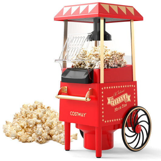 Costway Retro Hot Air Popcorn Maker 1200W with Kernel Measuring Cup-Red LuxuryLifeWay Online Store