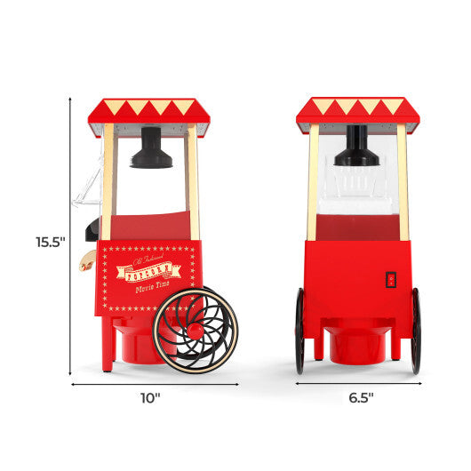 Costway Retro Hot Air Popcorn Maker 1200W with Kernel Measuring Cup-Red LuxuryLifeWay Online Store
