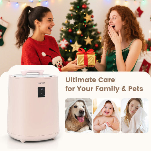 Costway 18L Large Towel Warmer with LED Display and Auto Shut off Pink LuxuryLifeWay Online Store