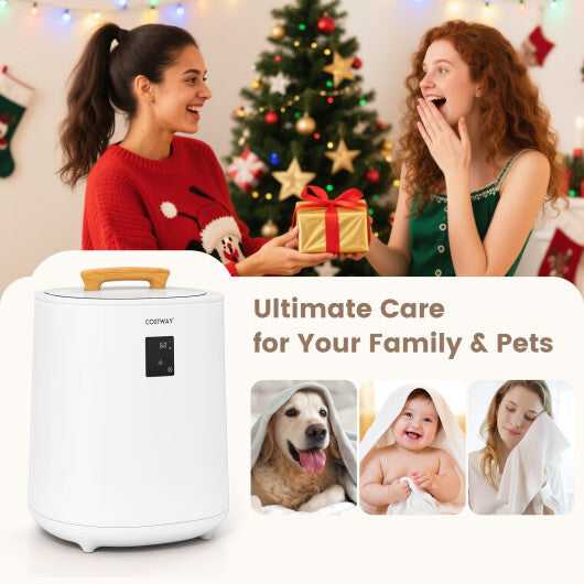 Costway 18L Large Towel Warmer with LED Display and Auto Shut off White LuxuryLifeWay Online Store