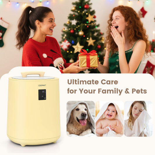 Costway 18L Large Towel Warmer with LED Display and Auto Shut off Yellow LuxuryLifeWay Online Store