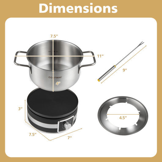 Costway 1200W Electric Fondue Pot Set with Removable Stainless Steel Pot and 6 Forks LuxuryLifeWay Online Store
