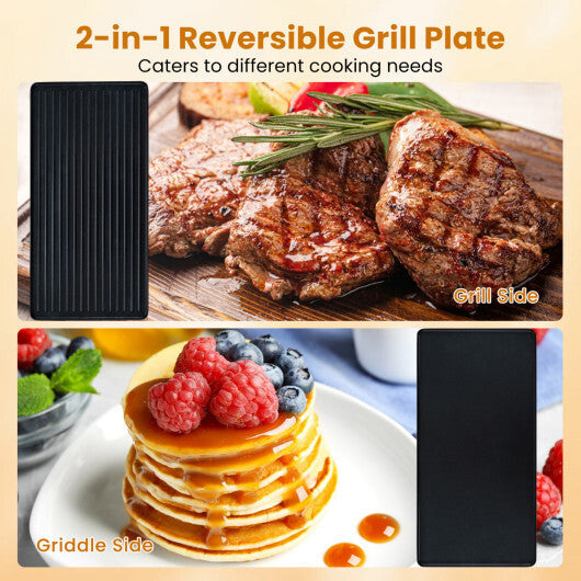 Costway 2-in-1 Table Grill and Griddle with Reversible Nonstick Plate for 8 LuxuryLifeWay Online Store