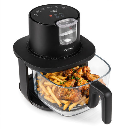 Costway 4.7 QT Glass Air Fryer with Steam Frying Mode-Black LuxuryLifeWay Online Store