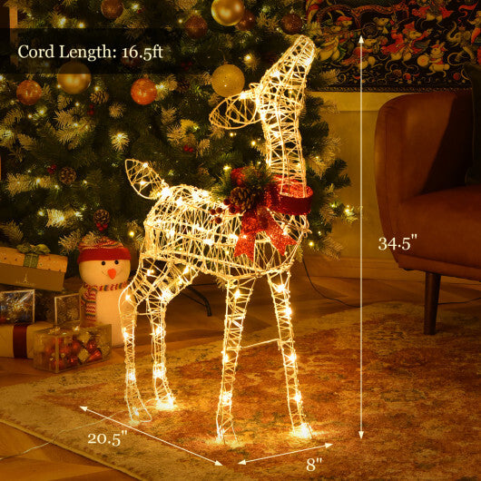 Costway 34.5 Inch Lighted Christmas Reindeer Decoration with 50 Warm White LED Lights LuxuryLifeWay Online Store